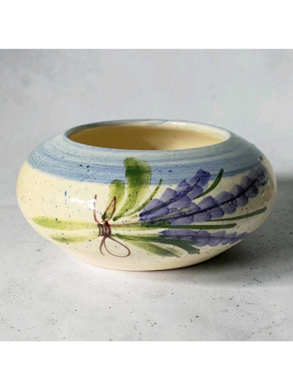 Studio Pottery French Provincial Lavender Planter Vintage Speckled Cottage